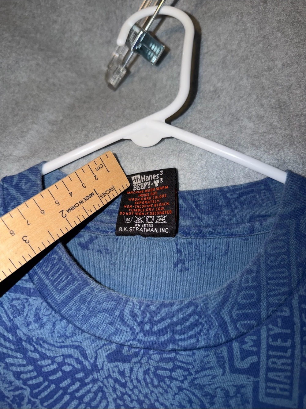 Harley-Davidson Blue Allover Logo Short Sleeve Tee - Picture 4 of 8